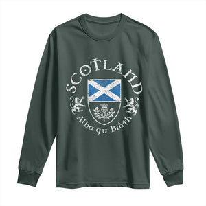Scotland Alba gu Brath Scottish Thistle Emblem Long Sleeve Shirt Distressed Vintage Scottish Heritage Pride