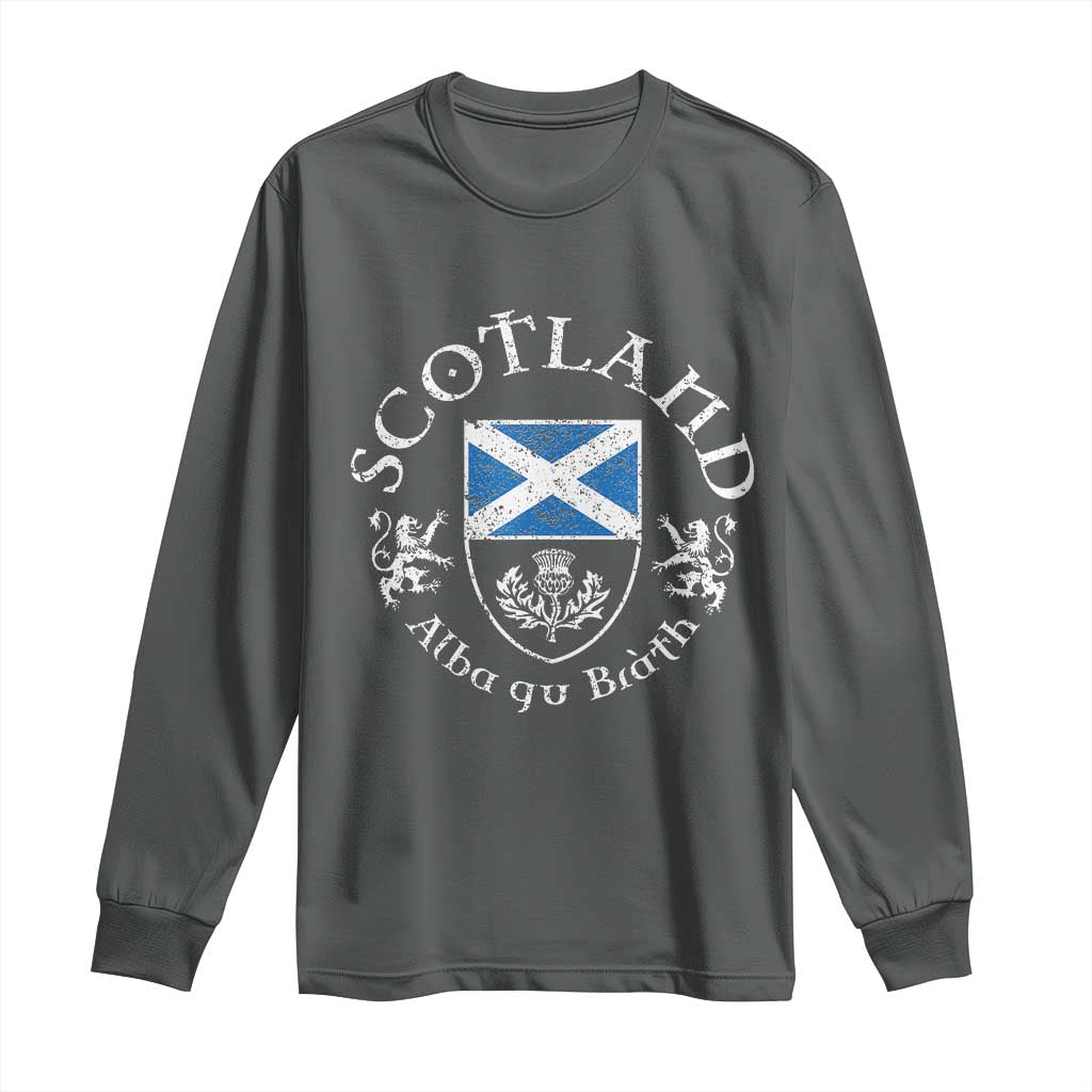 Scotland Alba gu Brath Scottish Thistle Emblem Long Sleeve Shirt Distressed Vintage Scottish Heritage Pride