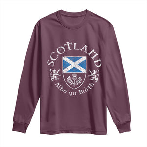 Scotland Alba gu Brath Scottish Thistle Emblem Long Sleeve Shirt Distressed Vintage Scottish Heritage Pride