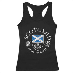 Scotland Alba gu Brath Scottish Thistle Emblem Racerback Tank Top Distressed Vintage Scottish Heritage Pride