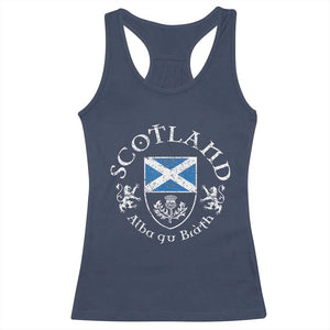 Scotland Alba gu Brath Scottish Thistle Emblem Racerback Tank Top Distressed Vintage Scottish Heritage Pride