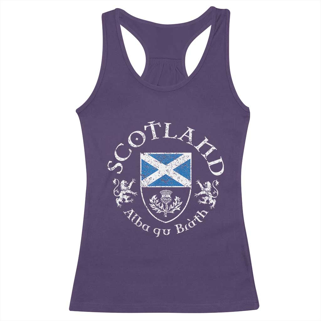 Scotland Alba gu Brath Scottish Thistle Emblem Racerback Tank Top Distressed Vintage Scottish Heritage Pride