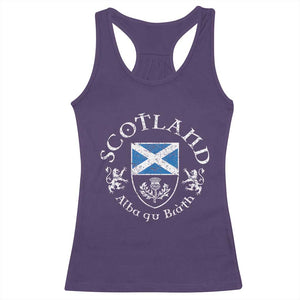 Scotland Alba gu Brath Scottish Thistle Emblem Racerback Tank Top Distressed Vintage Scottish Heritage Pride
