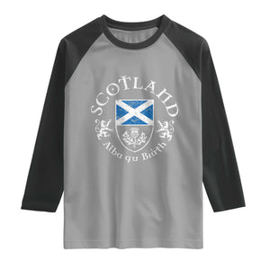 Scotland Alba gu Brath Scottish Thistle Emblem Raglan Shirt Distressed Vintage Scottish Heritage Pride
