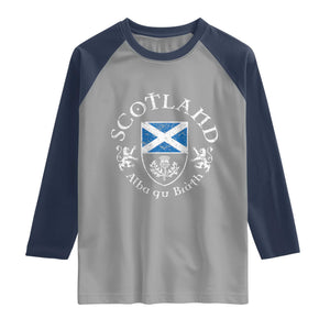 Scotland Alba gu Brath Scottish Thistle Emblem Raglan Shirt Distressed Vintage Scottish Heritage Pride