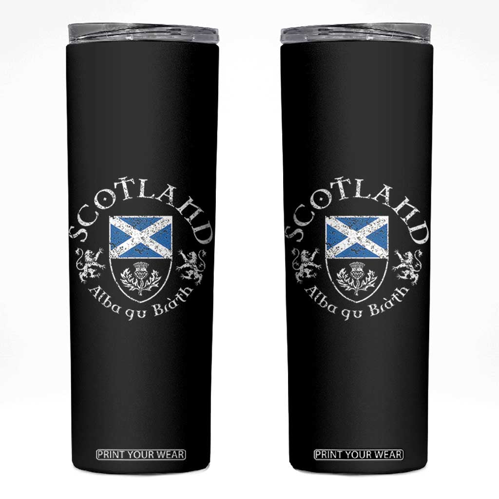 Scotland Alba gu Brath Scottish Thistle Emblem Skinny Tumbler Distressed Vintage Scottish Heritage Pride