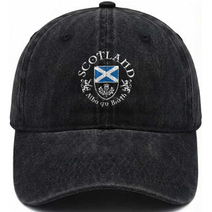 Scotland Alba gu Brath Scottish Thistle Emblem Washed Cotton Baseball Cap Distressed Vintage Scottish Heritage Pride