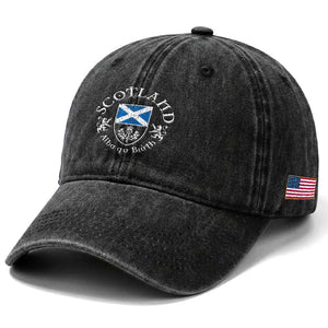 Scotland Alba gu Brath Scottish Thistle Emblem Washed Cotton Baseball Cap Distressed Vintage Scottish Heritage Pride