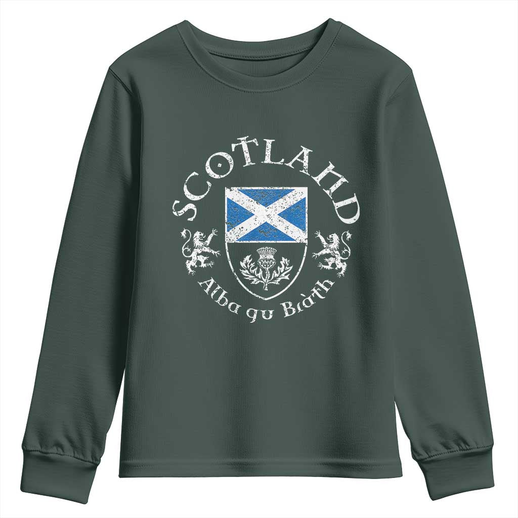 Scotland Alba gu Brath Scottish Thistle Emblem Youth Sweatshirt Distressed Vintage Scottish Heritage Pride
