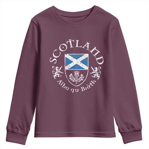 Scotland Alba gu Brath Scottish Thistle Emblem Youth Sweatshirt Distressed Vintage Scottish Heritage Pride