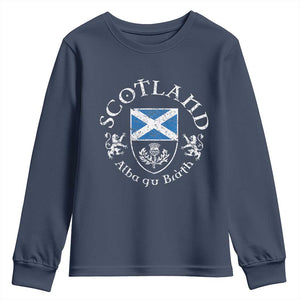 Scotland Alba gu Brath Scottish Thistle Emblem Youth Sweatshirt Distressed Vintage Scottish Heritage Pride