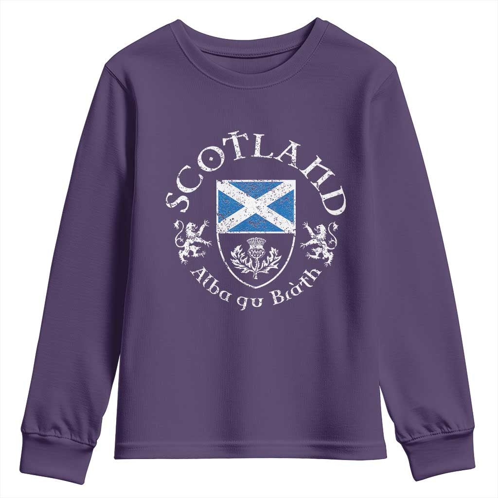 Scotland Alba gu Brath Scottish Thistle Emblem Youth Sweatshirt Distressed Vintage Scottish Heritage Pride