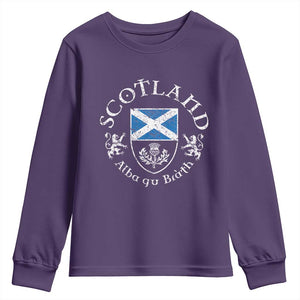 Scotland Alba gu Brath Scottish Thistle Emblem Youth Sweatshirt Distressed Vintage Scottish Heritage Pride