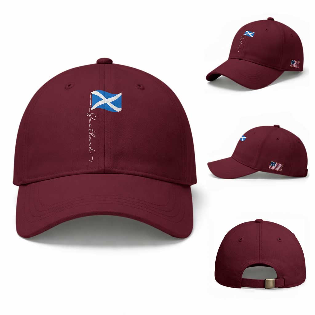 Scotland Saltire Waving Flag Baseball Cap Minimalist Scottish Heritage Pride