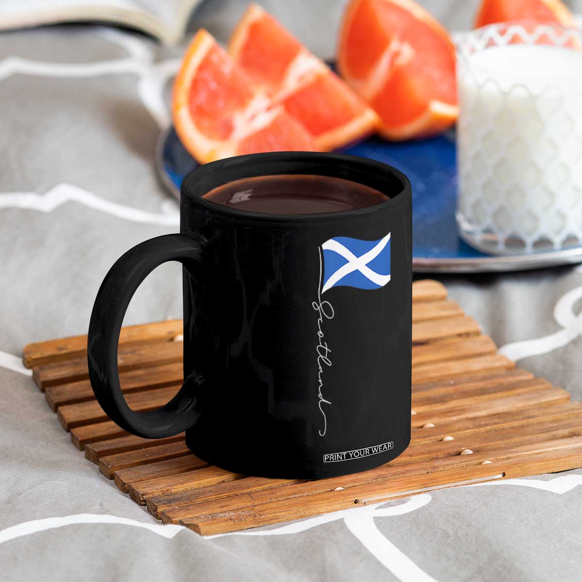 Scotland Saltire Waving Flag Coffee Mug Minimalist Scottish Heritage Pride