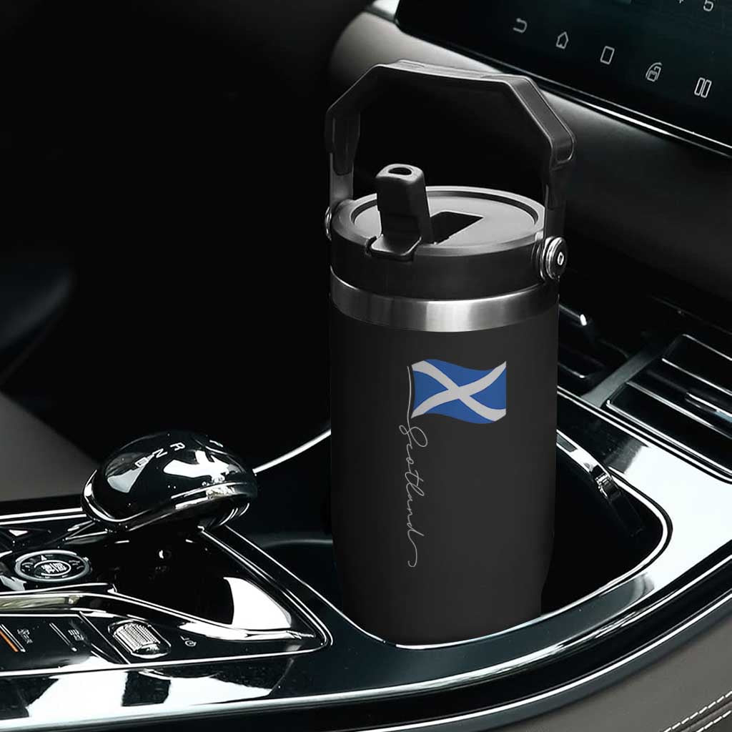 Scotland Saltire Waving Flag Flip Straw Tumbler Minimalist Scottish Heritage Pride