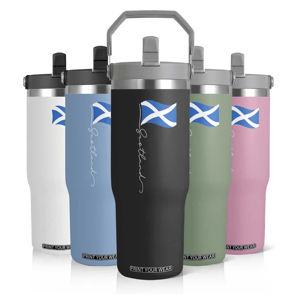 Scotland Saltire Waving Flag Flip Straw Tumbler Minimalist Scottish Heritage Pride