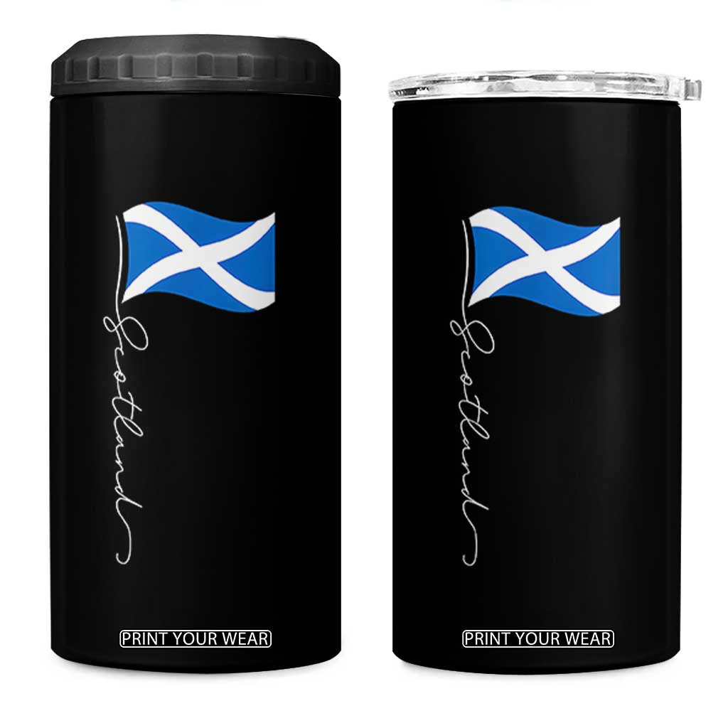 Scotland Saltire Waving Flag 4 in 1 Can Cooler Tumbler Minimalist Scottish Heritage Pride