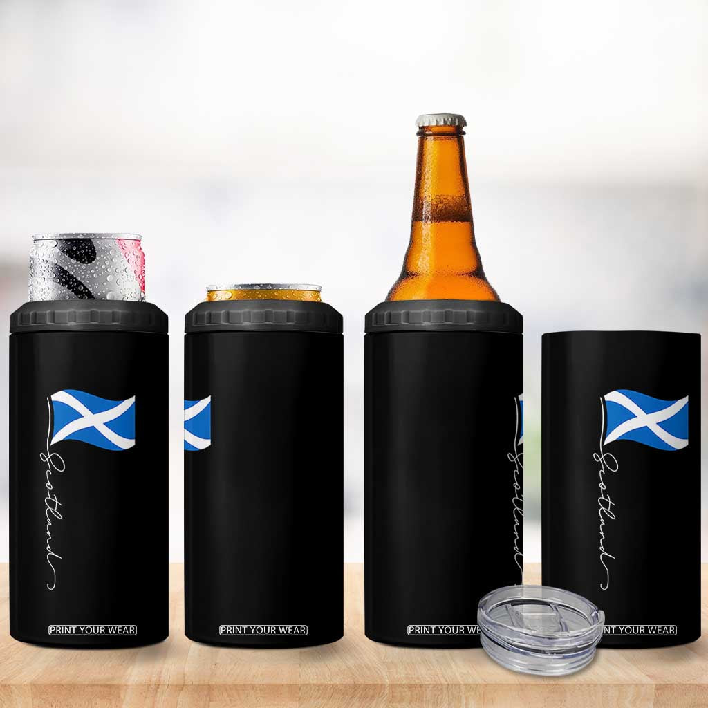 Scotland Saltire Waving Flag 4 in 1 Can Cooler Tumbler Minimalist Scottish Heritage Pride