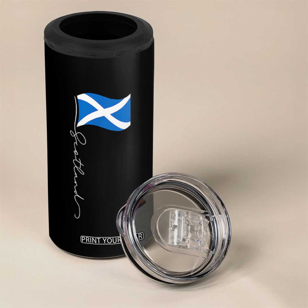 Scotland Saltire Waving Flag 4 in 1 Can Cooler Tumbler Minimalist Scottish Heritage Pride