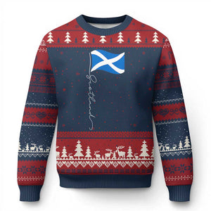 Scotland Saltire Waving Flag Ugly Christmas Sweater Minimalist Scottish Heritage Pride