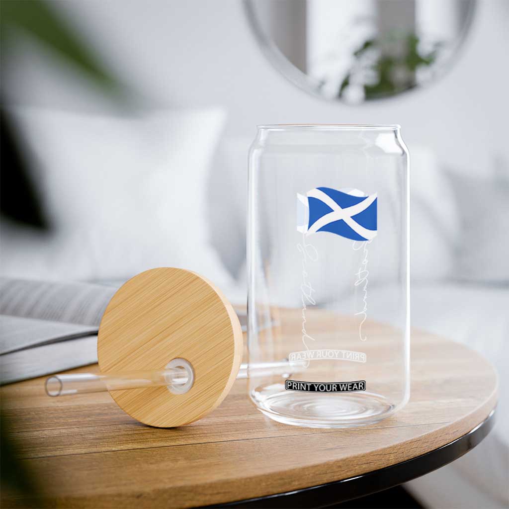 Scotland Saltire Waving Flag Glass Can Minimalist Scottish Heritage Pride