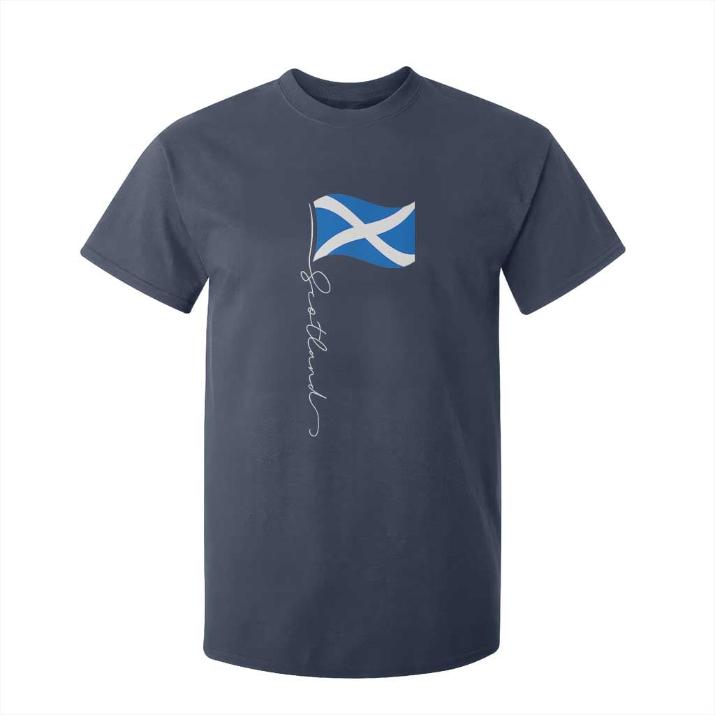 Scotland Saltire Waving Flag T Shirt For Kid Minimalist Scottish Heritage Pride TS02 Navy Print Your Wear