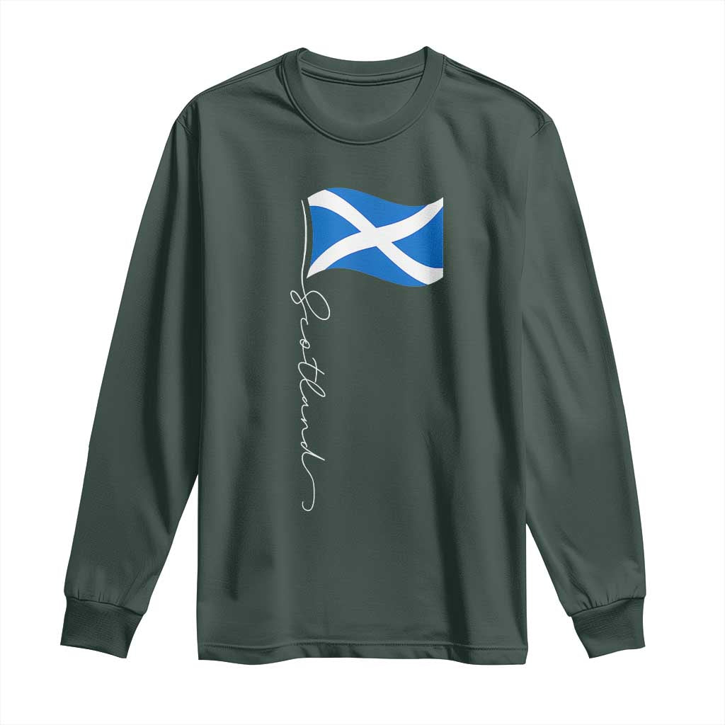 Scotland Saltire Waving Flag Long Sleeve Shirt Minimalist Scottish Heritage Pride