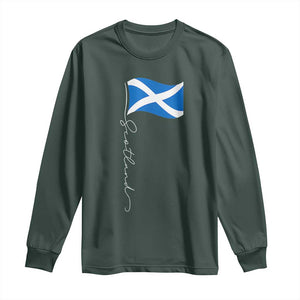 Scotland Saltire Waving Flag Long Sleeve Shirt Minimalist Scottish Heritage Pride