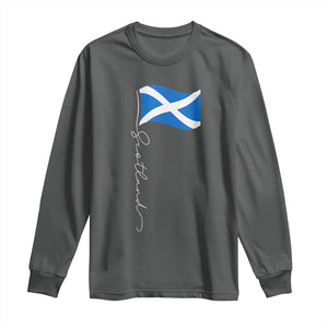Scotland Saltire Waving Flag Long Sleeve Shirt Minimalist Scottish Heritage Pride
