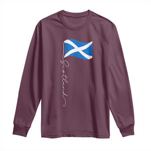 Scotland Saltire Waving Flag Long Sleeve Shirt Minimalist Scottish Heritage Pride