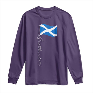 Scotland Saltire Waving Flag Long Sleeve Shirt Minimalist Scottish Heritage Pride