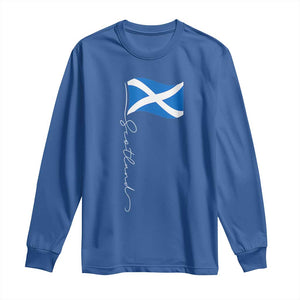 Scotland Saltire Waving Flag Long Sleeve Shirt Minimalist Scottish Heritage Pride