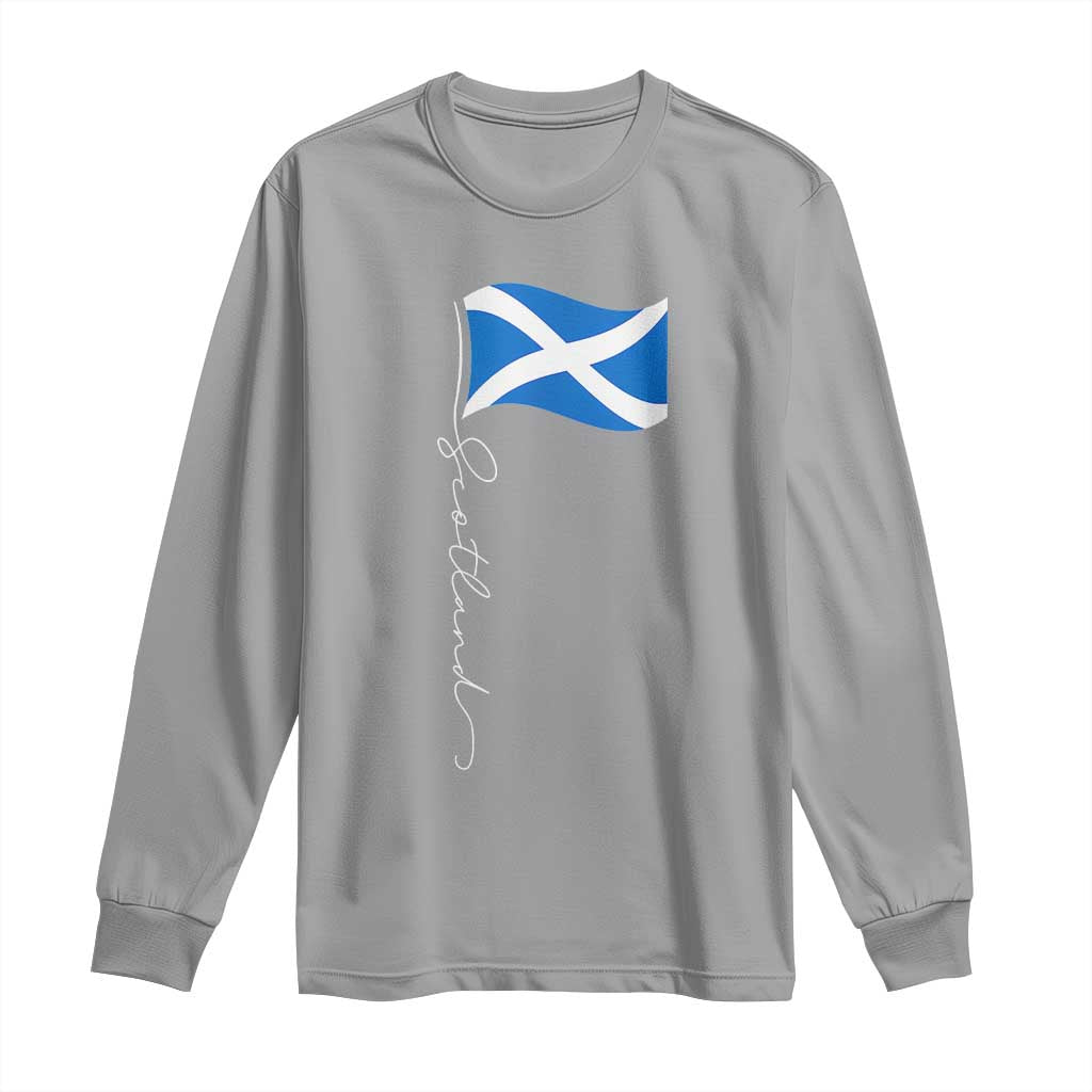 Scotland Saltire Waving Flag Long Sleeve Shirt Minimalist Scottish Heritage Pride