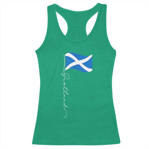 Scotland Saltire Waving Flag Racerback Tank Top Minimalist Scottish Heritage Pride