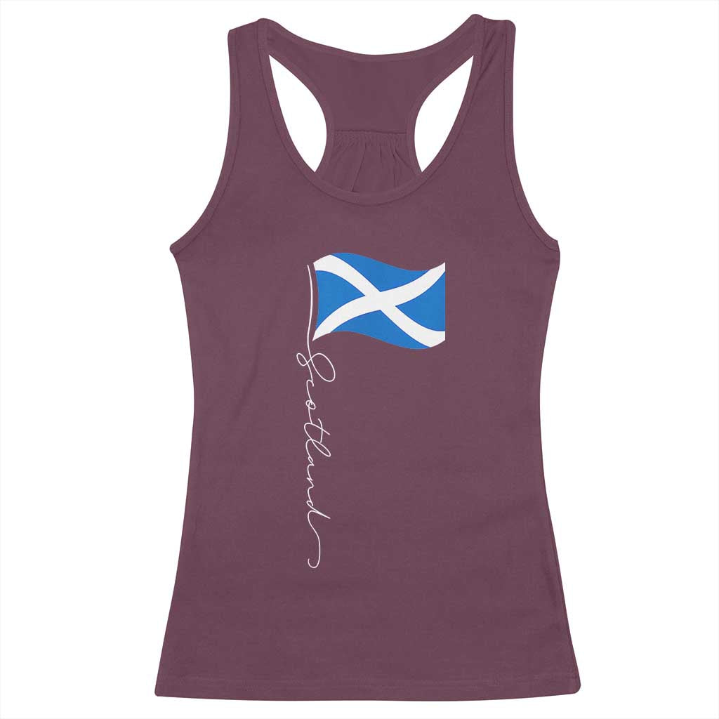 Scotland Saltire Waving Flag Racerback Tank Top Minimalist Scottish Heritage Pride