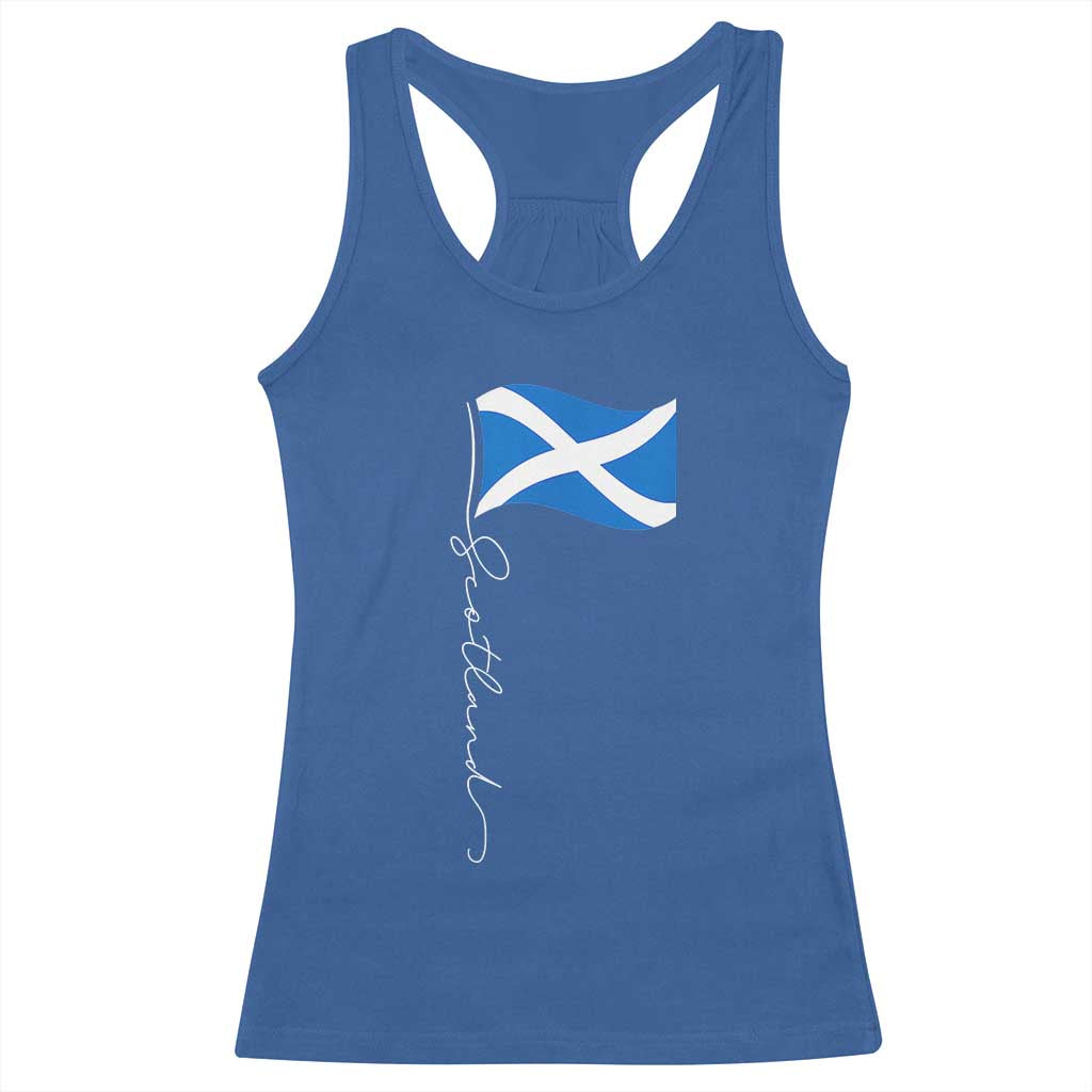 Scotland Saltire Waving Flag Racerback Tank Top Minimalist Scottish Heritage Pride