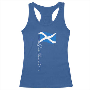 Scotland Saltire Waving Flag Racerback Tank Top Minimalist Scottish Heritage Pride