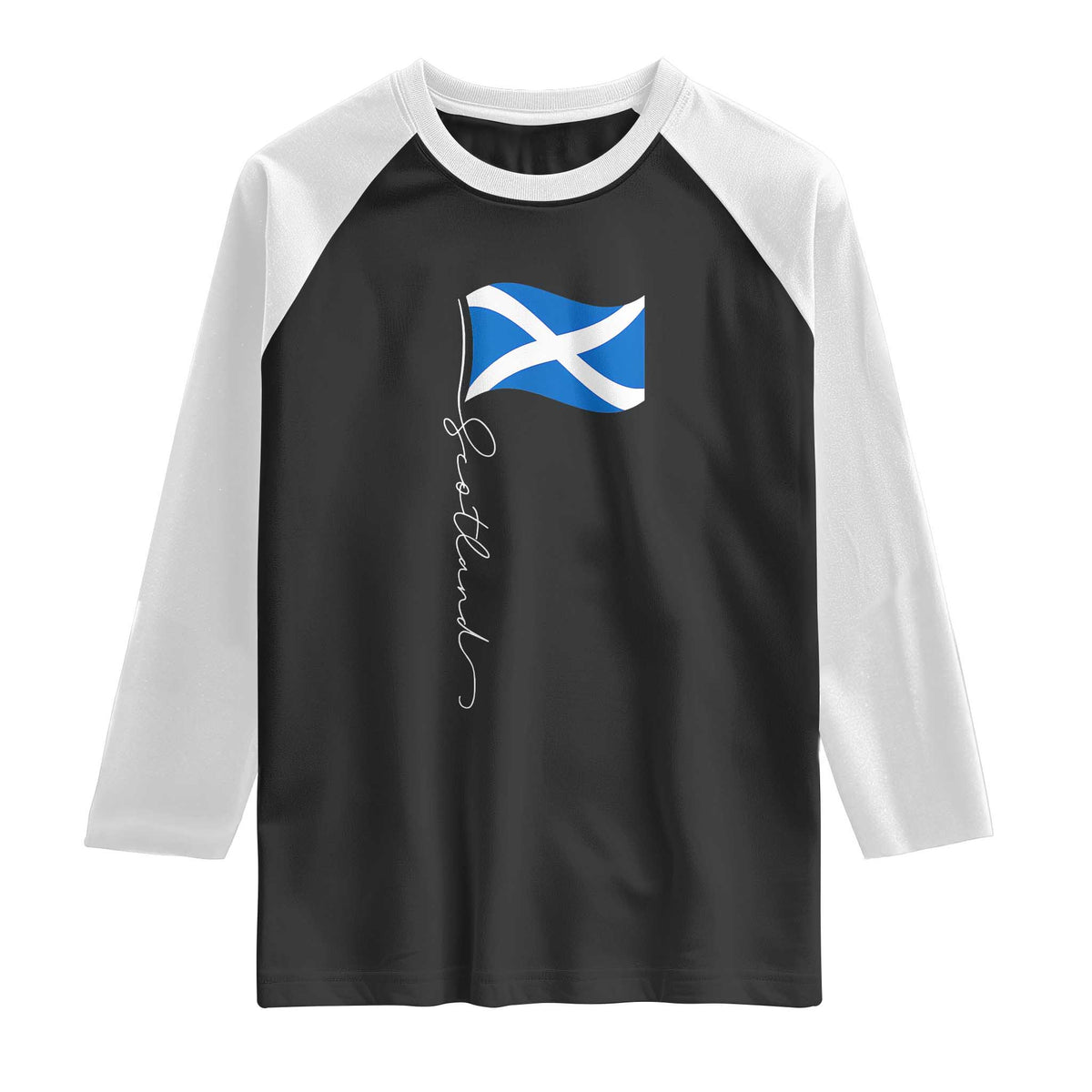 Scotland Saltire Waving Flag Raglan Shirt Minimalist Scottish Heritage Pride