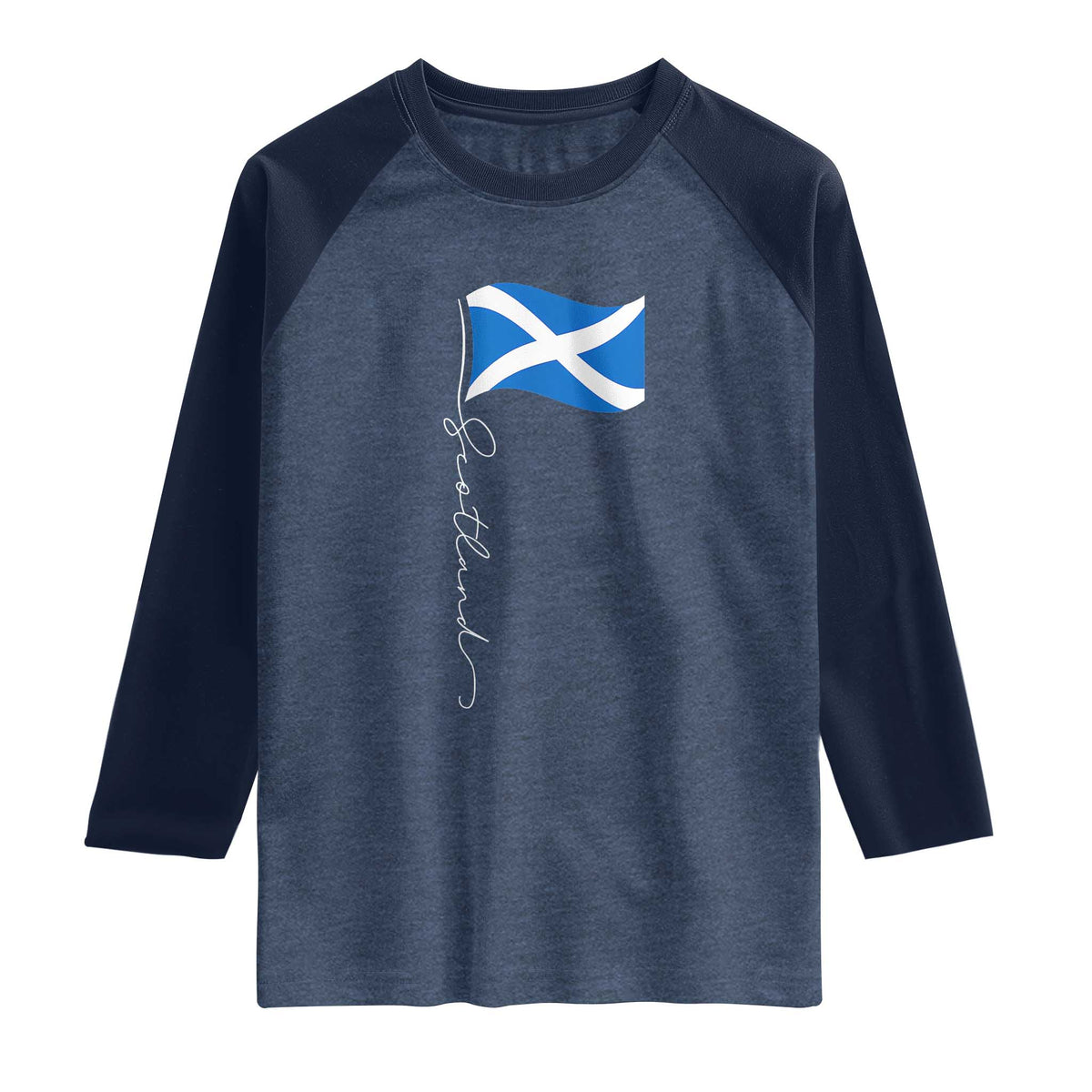 Scotland Saltire Waving Flag Raglan Shirt Minimalist Scottish Heritage Pride