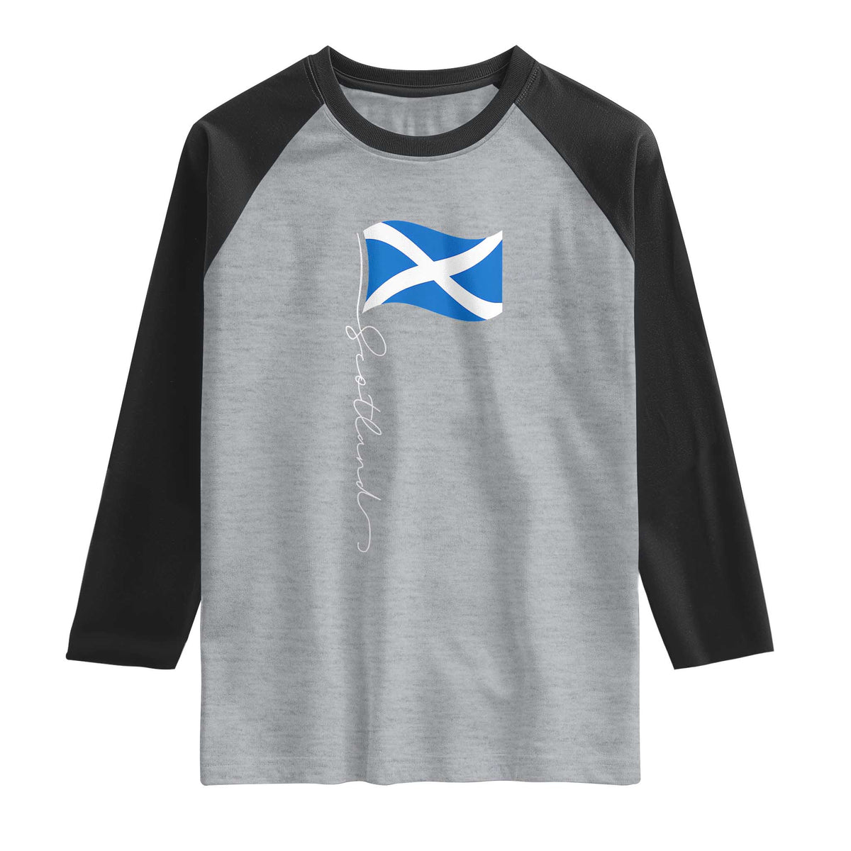 Scotland Saltire Waving Flag Raglan Shirt Minimalist Scottish Heritage Pride