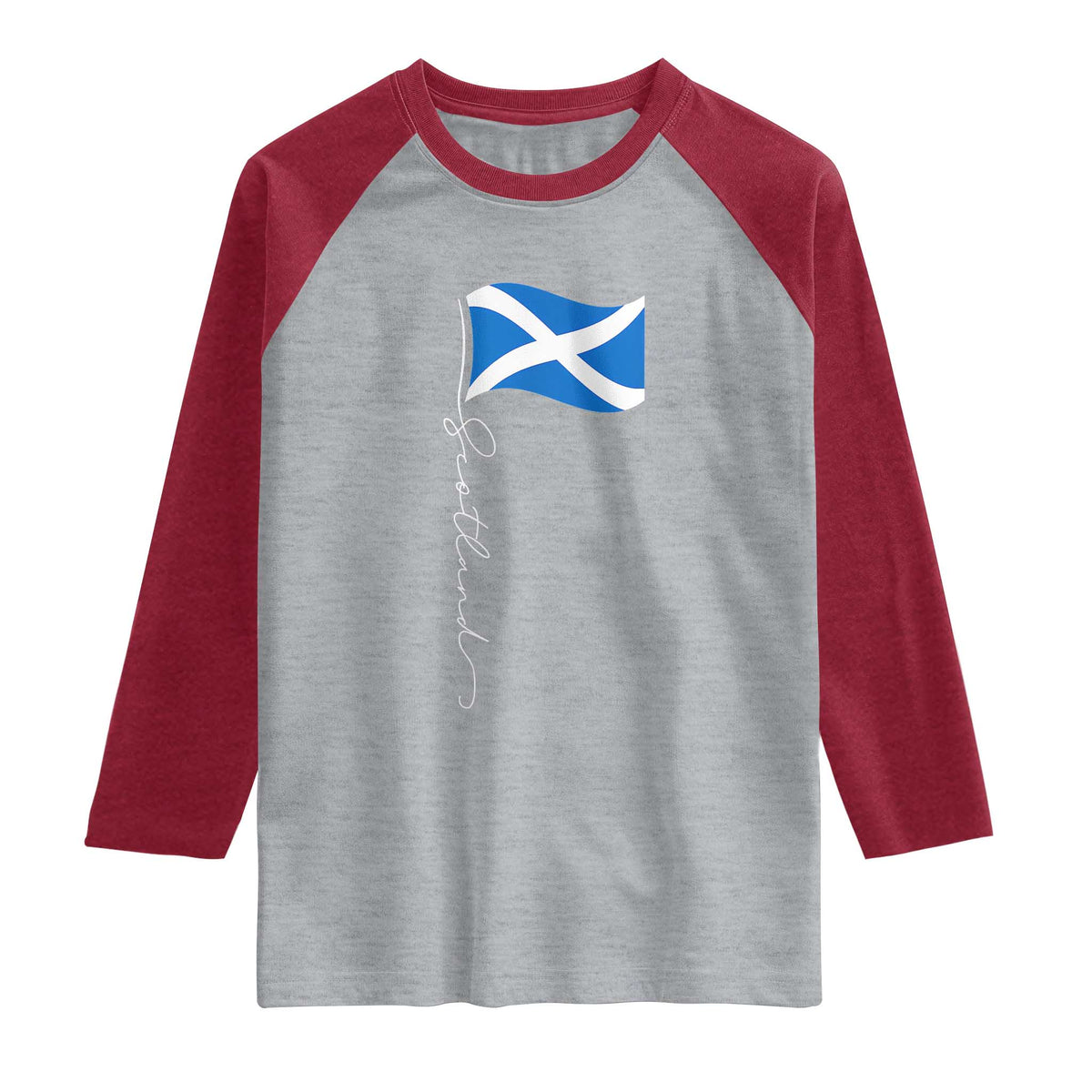 Scotland Saltire Waving Flag Raglan Shirt Minimalist Scottish Heritage Pride