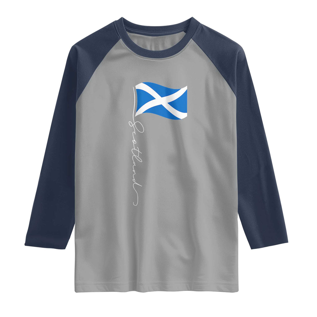 Scotland Saltire Waving Flag Raglan Shirt Minimalist Scottish Heritage Pride