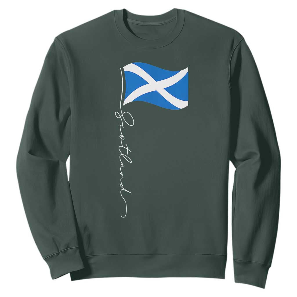Scotland Saltire Waving Flag Sweatshirt Minimalist Scottish Heritage Pride