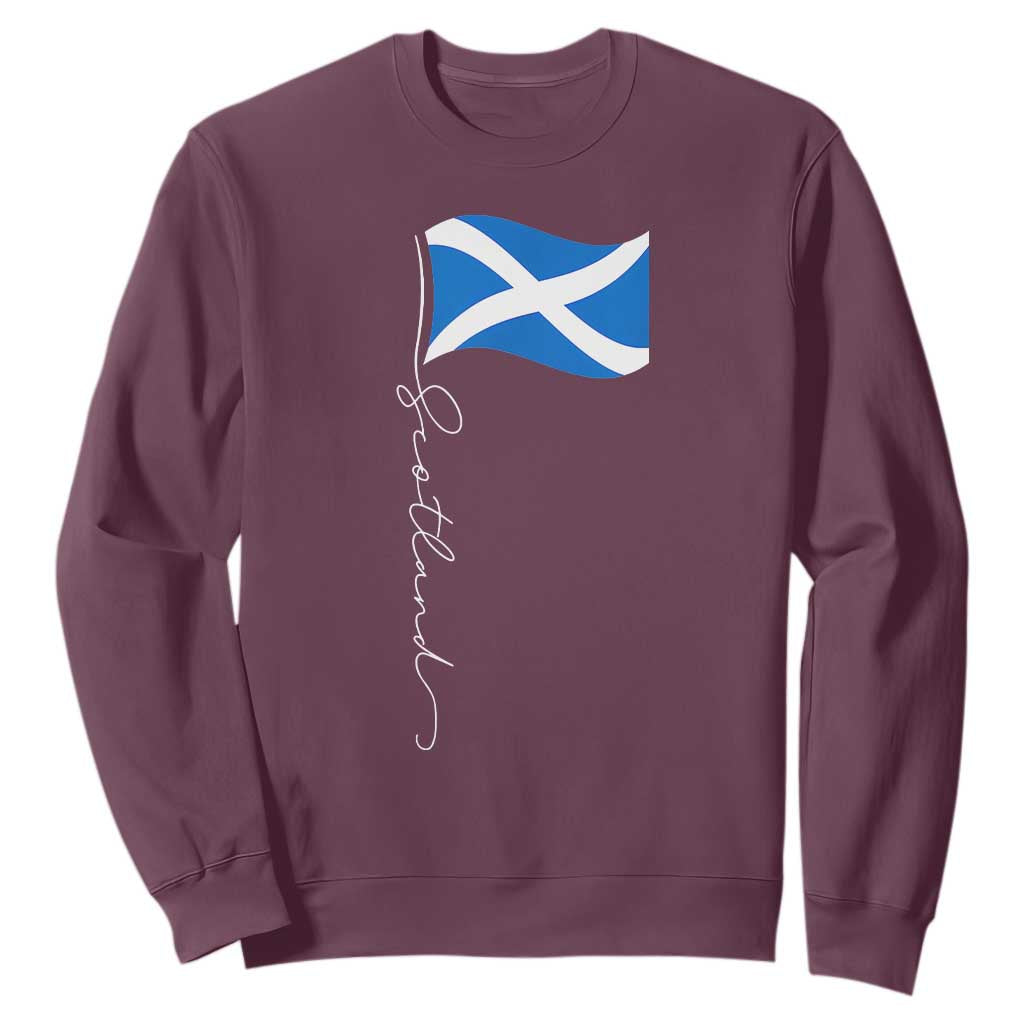 Scotland Saltire Waving Flag Sweatshirt Minimalist Scottish Heritage Pride