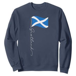 Scotland Saltire Waving Flag Sweatshirt Minimalist Scottish Heritage Pride
