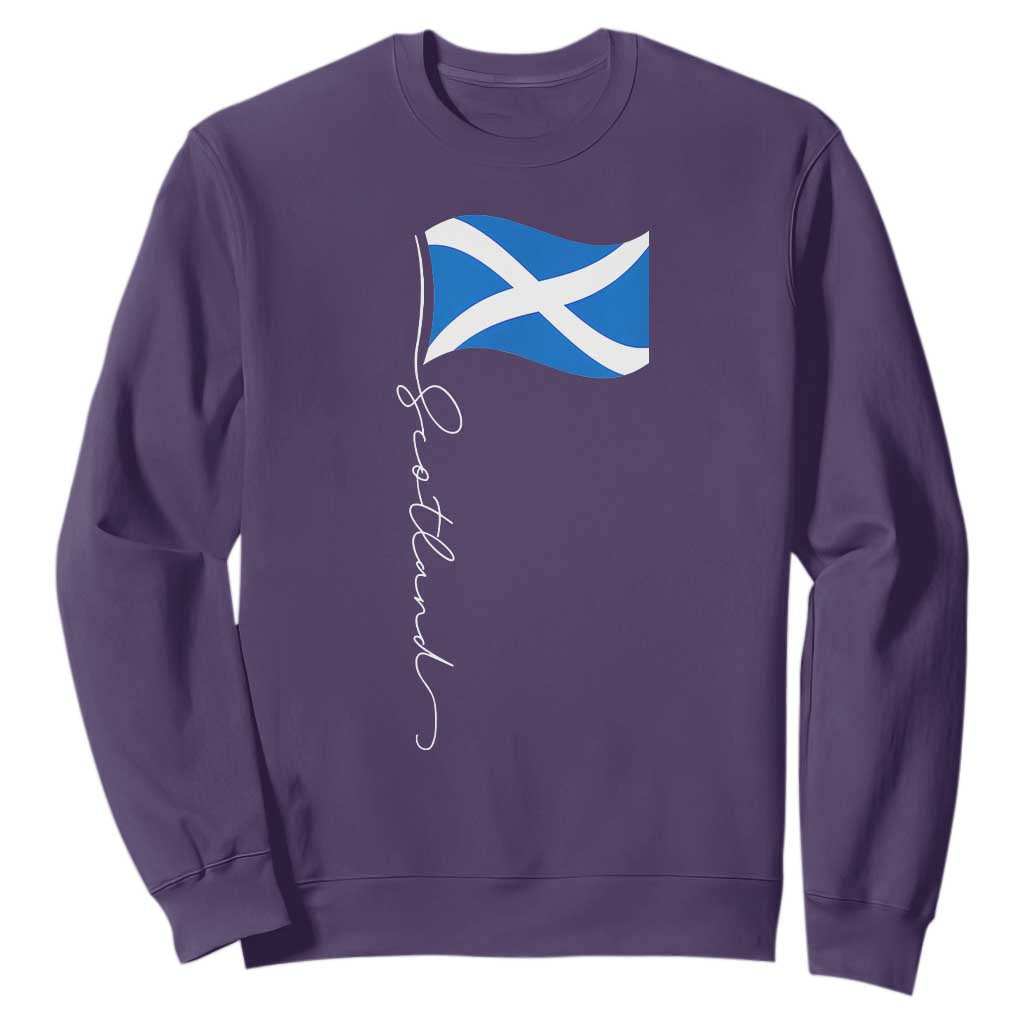 Scotland Saltire Waving Flag Sweatshirt Minimalist Scottish Heritage Pride