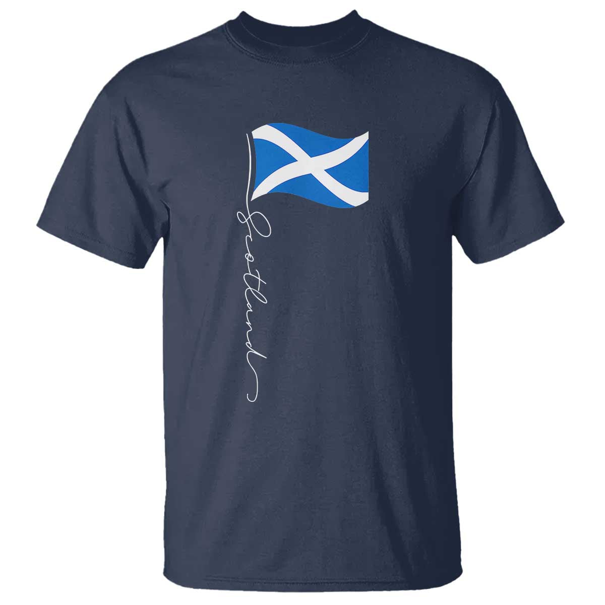 Scotland Saltire Waving Flag T Shirt Minimalist Scottish Heritage Pride TS02 Navy Print Your Wear