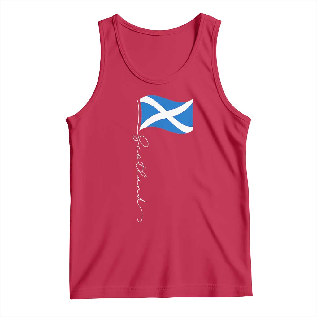 Scotland Saltire Waving Flag Tank Top Minimalist Scottish Heritage Pride