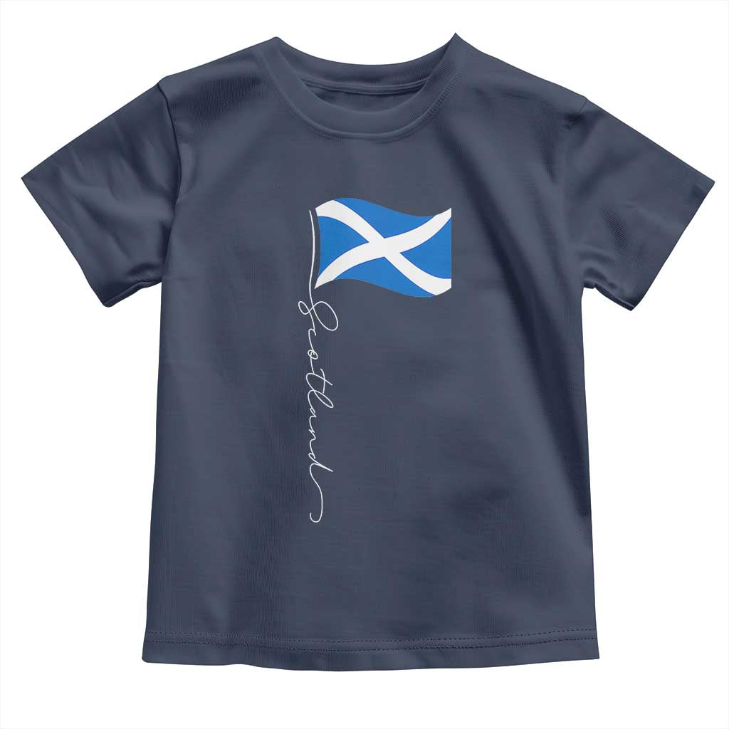 Scotland Saltire Waving Flag Toddler T Shirt Minimalist Scottish Heritage Pride